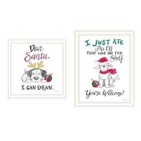 Trendy Decor 4U 2- Piece Vignette Dear Santa, I Can Explain White Framed Wall Art for Living Room, Bedroom Wall Art Print for Home Decor by Deb S