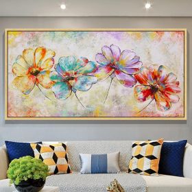 Handmade Abstract Colorful Flower Texture Oil Painting on Canvas Large Modern Floral Landscape Acrylic Painting Living Room Wall Art Home Decor F (Style: 01, size: 150x220cm)