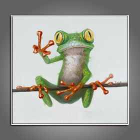 100% Hand Painted  Abstract Oil Painting Wall Art Modern Minimalist Frog Picture Canvas Home Decor For Living Room No Frame (size: 80x80cm)