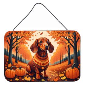 NEW Dachshund Fall Wall or Door Hanging Prints Aluminum Metal Sign Kitchen Wall Bar Bathroom Plaque Home Decor, 8HX12W, Multicolor (Default: Default)