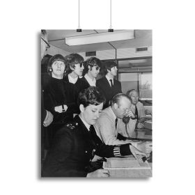 The Beatles with police at London Airport Canvas Print or Poster (Type: Standard Framed Canvas Print, size: Medium (16" x 12"))