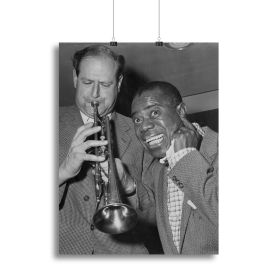 Louis Armstrong listens Canvas Print or Poster (Type: Poster Print, size: 3X-Large (40" x 26"))