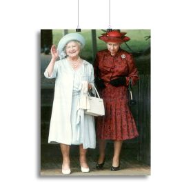 The Queen Mother on her 91st birthday with Queen Elizabeth Canvas Print or Poster (Type: Poster Print, size: 3X-Large (40" x 26"))