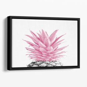 Pinapple Pink 03 Floating Framed Canvas (Color: Black, size: 16" x 12" / 42cm x 30cm (approx))