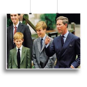 Prince Williams first day at Eton with Prince Charles Canvas Print or Poster (Type: Poster Print, size: Medium (16" x 12"))
