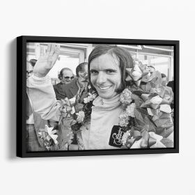 Racing driver Emerson Fittipaldi 1972 Floating Framed Canvas (Color: Black, size: 24" x 16" / 60cm x 40cm (approx))