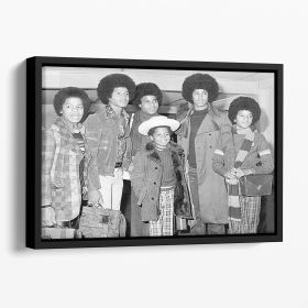 The Jackson Five Marlon Jackie Tito Jermaine Michael and in front 9 year old Randy Floating Framed Canvas (Color: Black, size: 24" x 16" / 60cm x 40cm (approx))