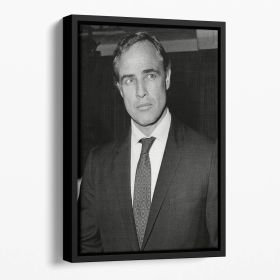 Marlon Brando in 1968 Floating Framed Canvas (Color: Black, size: 40" x 26" / 100cm x 65cm (approx))