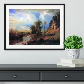 Northern fork of the Plate Nebraska by Bierstadt Framed Print (Color: Natural/With White Edging, size: 24" x 16" / 60cm x 40cm (approx))