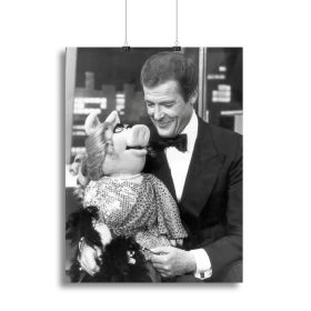 Roger Moore with Miss Piggy Canvas Print or Poster (Type: Poster Print, size: 16" x 12" / 42cm x 30cm approx)