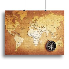 old nautical treasure map illustration Canvas Print or Poster (Type: Standard Framed Canvas Print, size: 24" x 16" / 60cm x 40cm (approx))