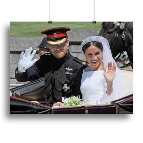 Meghan and Prince Harry wave to the crowds Canvas Print or Poster (Type: Standard Framed Canvas Print, size: 3X-Large (40" x 26"))