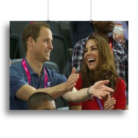 Prince William and Kate watching cycling at the 2012 Olympics Canvas Print or Poster (Type: Poster Print, size: Large (24" x 16"))