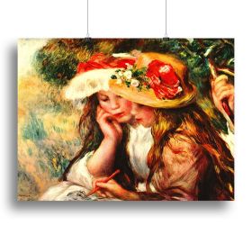 Two reading girls in a garden by Renoir Canvas Print or Poster (Type: Poster Print, size: 28" x 20" / 70cm x 50cm (approx))