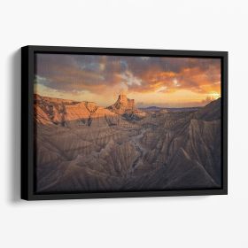 Badlands Bardenas Reales Floating Framed Canvas (Color: Black, size: 16" x 12" / 42cm x 30cm (approx))