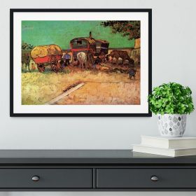 Encampment of Gypsies with Caravans by Van Gogh Framed Print (Color: Black/No White Edging, size: 18" x 12" / 48cm x 30cm (approx))