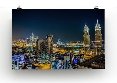 Dubai downtown night scene Canvas Print or Poster (Type: Standard Framed Canvas Print, size: 40" x 26" / 100cm x 65cm (approx))