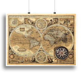 A new and accvrat map of the world Canvas Print or Poster (Type: Standard Framed Canvas Print, size: 28" x 20" / 70cm x 50cm (approx))