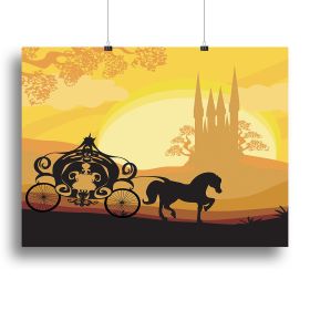 Silhouette of a horse carriage Canvas Print or Poster (Type: Standard Framed Canvas Print, size: Medium (16" x 12"))