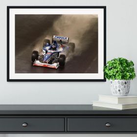 Stirling Moss at Silverstone 1958 Framed Print (Color: Black/With White Edging, size: 48" x 32" / 120cm x 80cm (approx))