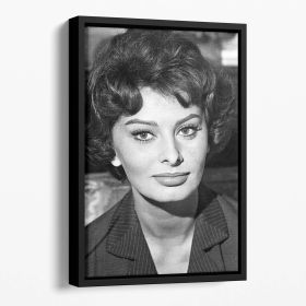 Sophie Loren 1957 Floating Framed Canvas (Color: Black, size: 16" x 12" / 42cm x 30cm (approx))