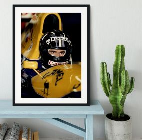 Damon Hill at Silverstone Framed Print (Color: Black/With White Edging, size: 48" x 32" / 120cm x 80cm (approx))