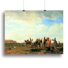 Indians near Fort Laramie by Bierstadt Canvas Print or Poster (Type: Standard Framed Canvas Print, size: 24" x 16" / 60cm x 40cm (approx))